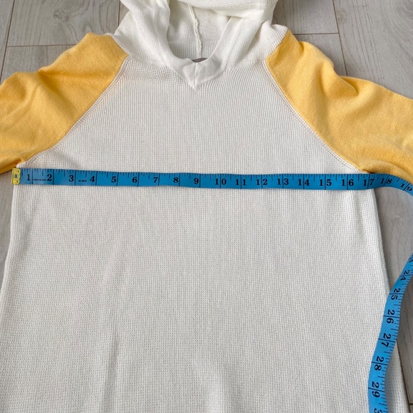 Orange and Off-White Colorblock Hooded Pullover Sweater - Picture 5 of 8
